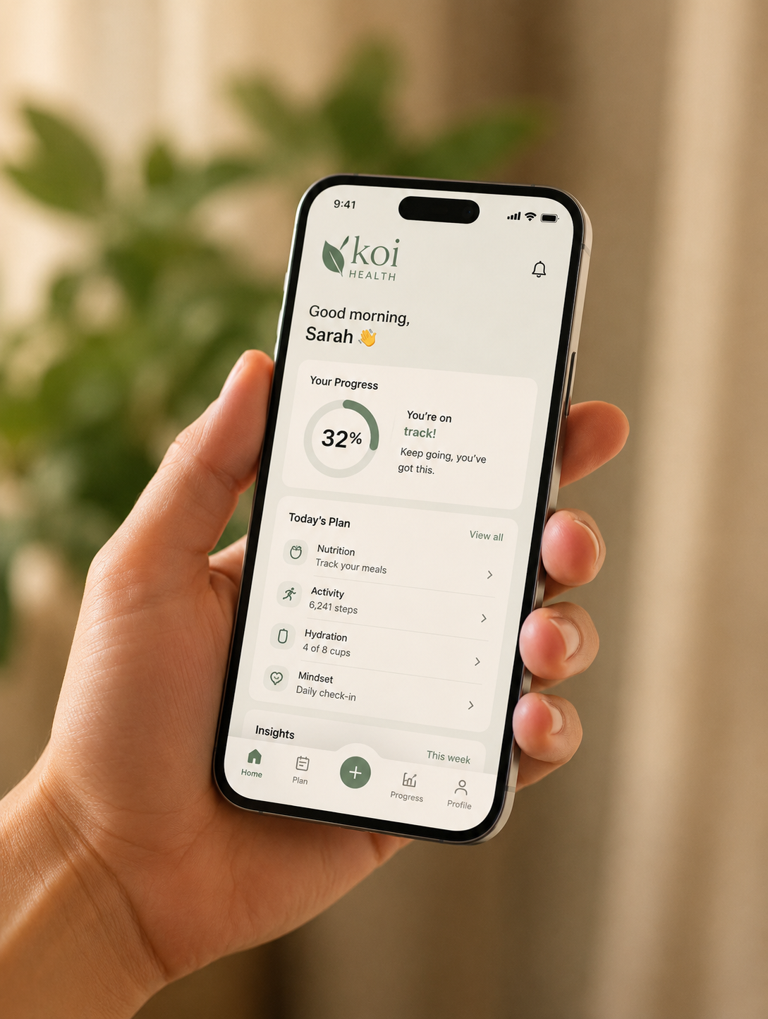 The Koi app open in a kitchen